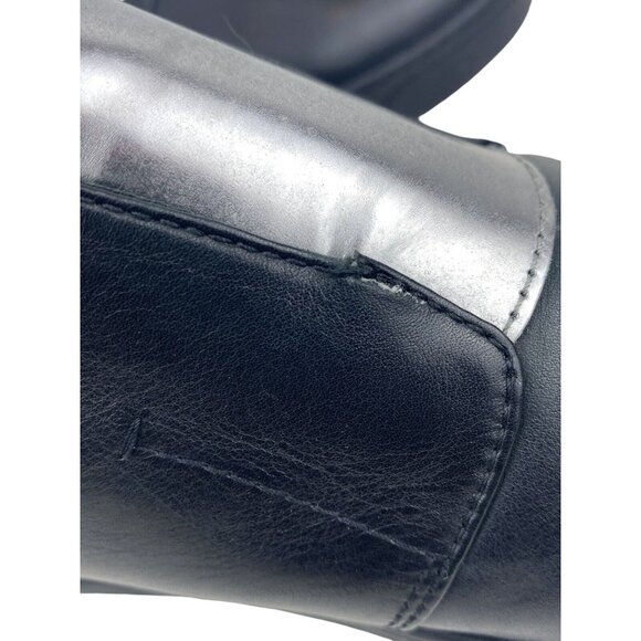 Prada Black Calfskin Leather Silver Chrome Slip On Sneakers 3S6047 US 8 EU 41